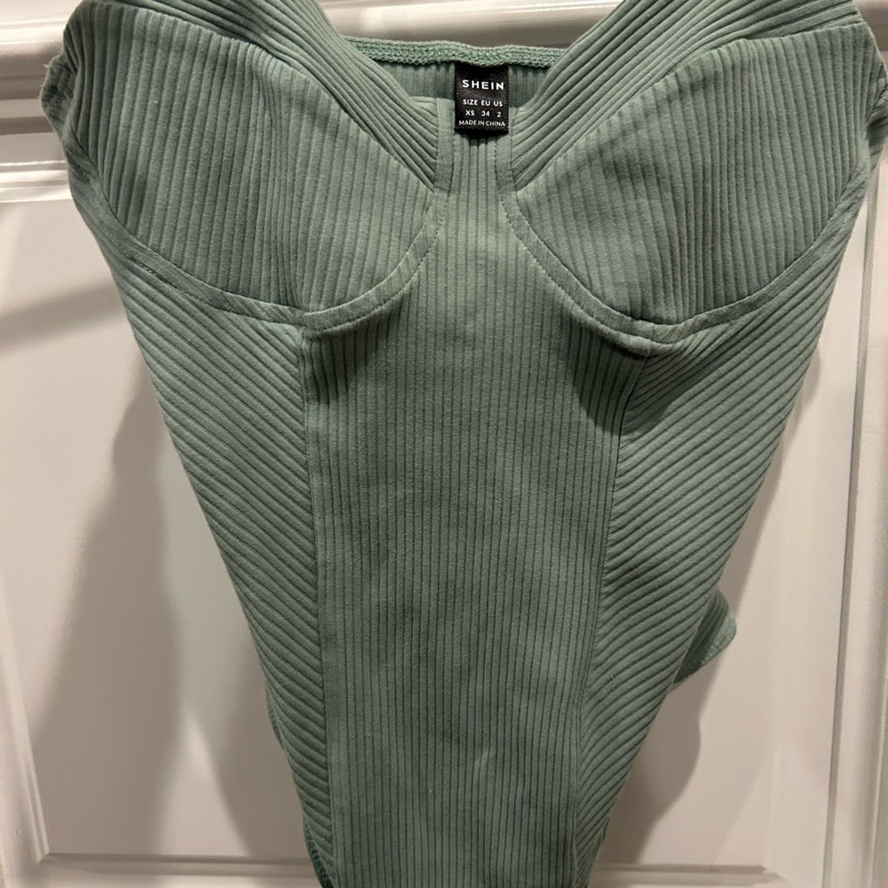 SHEIN Sage Ribbed Bodysuit